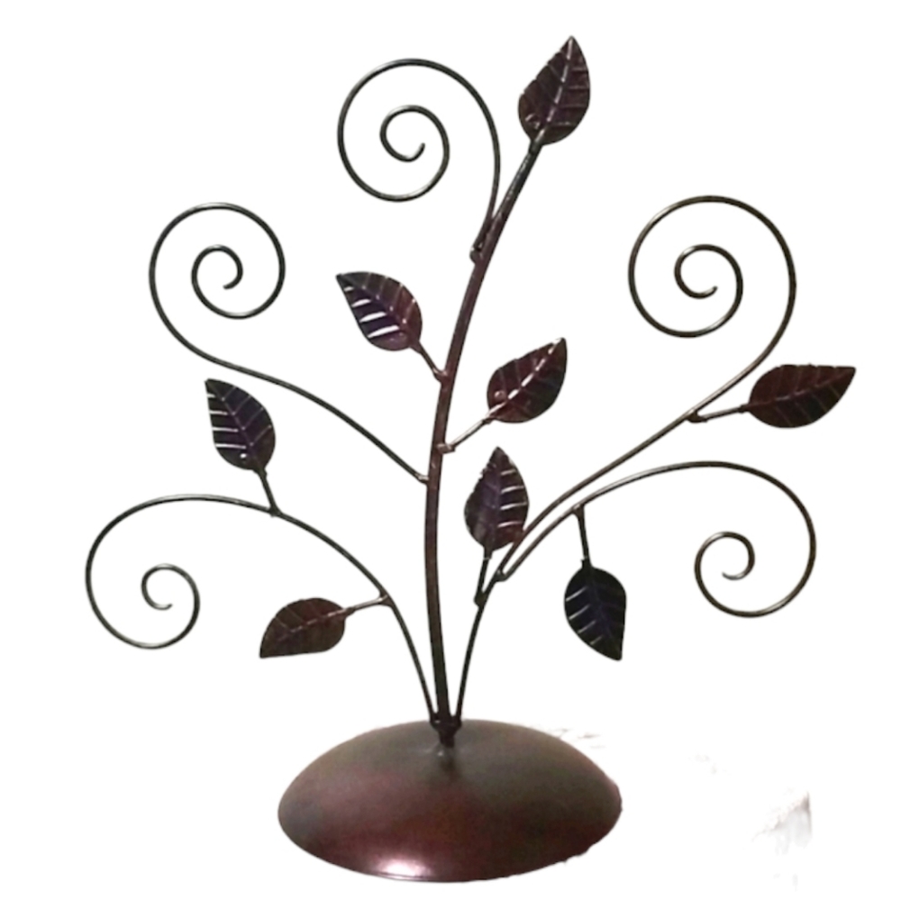 Metal Picture/card holder. Dark bronze leaf swirl